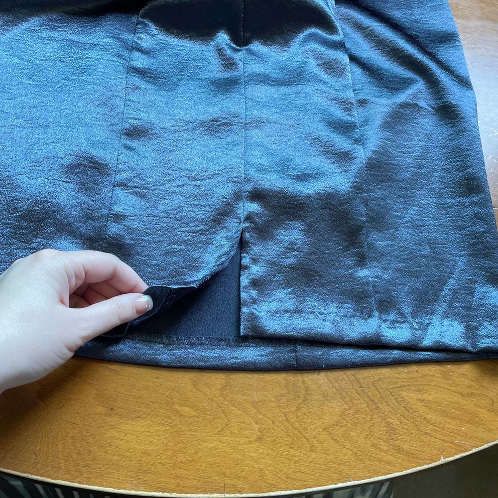 Sexy V Neck Satin Dress 6 Grey Blue Connected Apparel Glam Cocktail Ruched Waist - Picture 4 of 12